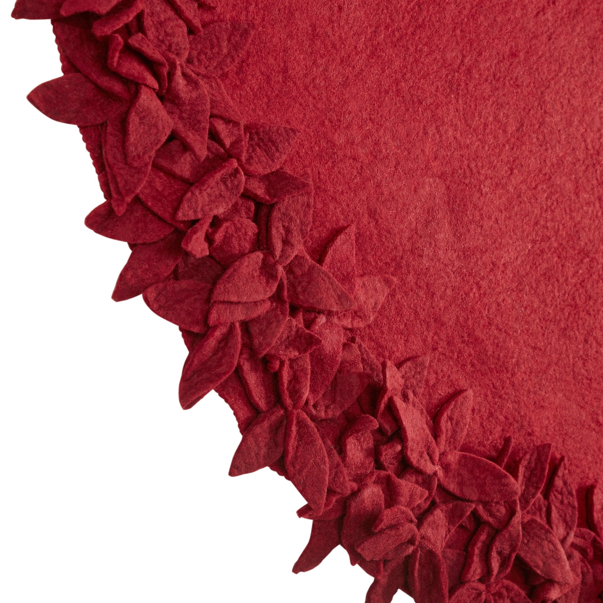 Hand Felted Wool Overlapping Flowers Border Maroon Christmas Tree Skirt 64"/72" Arcadia Home