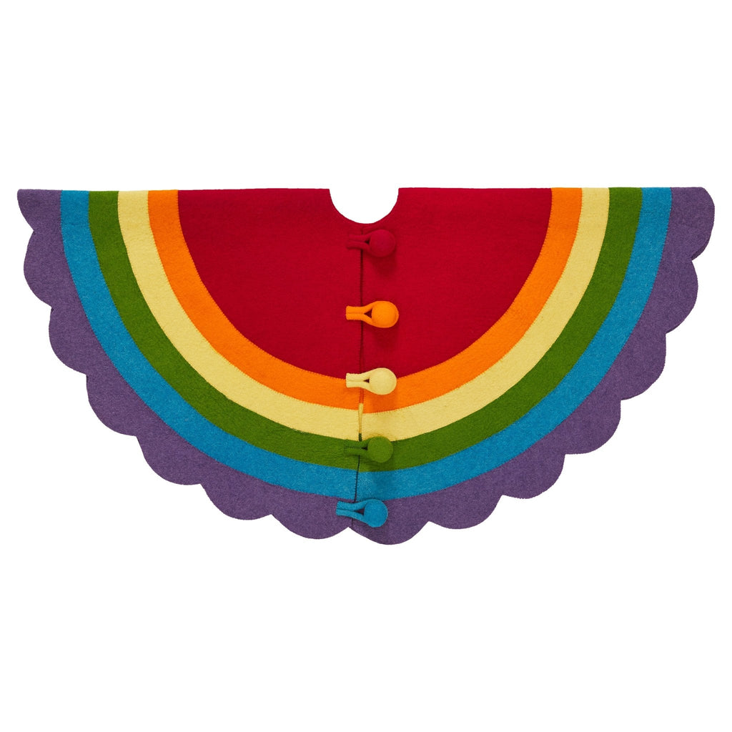 Rainbow Pride Hand Felted Wool Christmas Tree Skirt 60" Arcadia Home