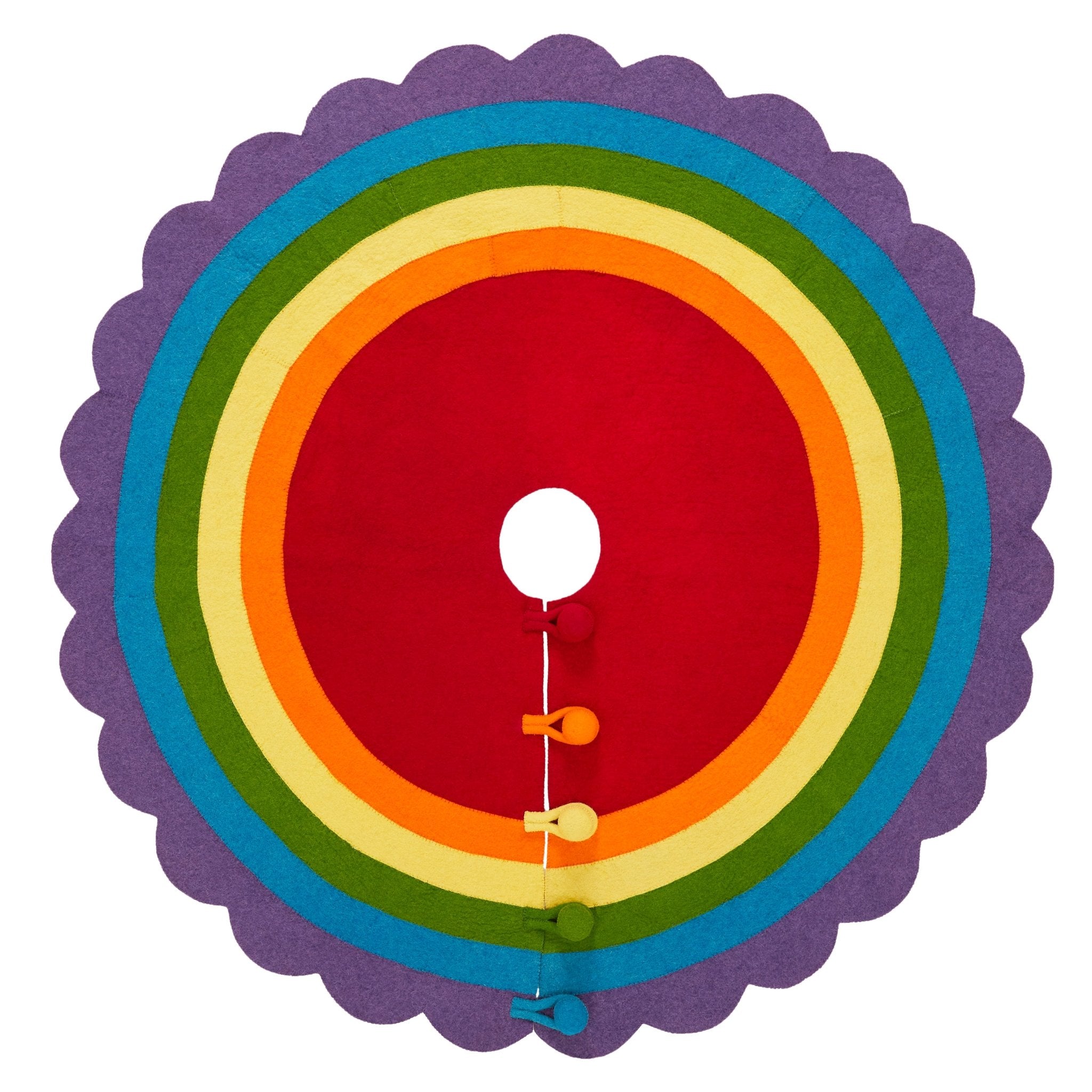 Rainbow Pride Hand Felted Wool Christmas Tree Skirt 60" Arcadia Home