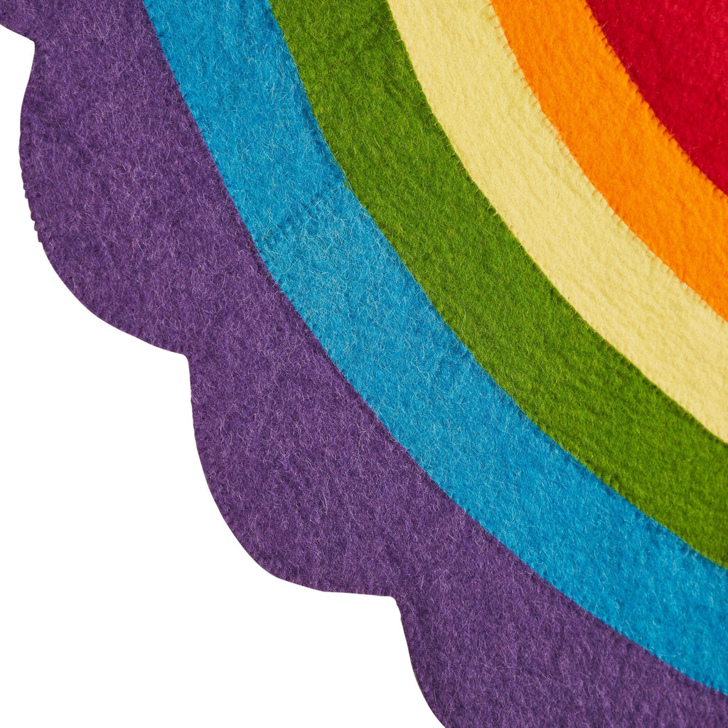 Rainbow Pride Hand Felted Wool Christmas Tree Skirt 60" Arcadia Home