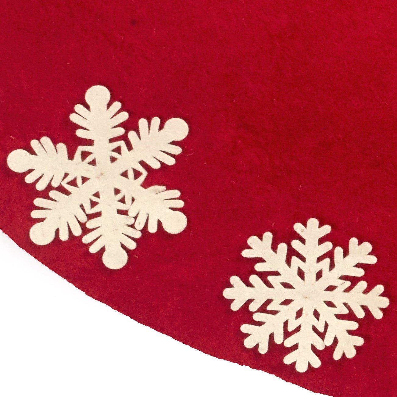 Hand Felted Wool Red and Cream Snowflakes Christmas Tree Skirt 60" Arcadia Home