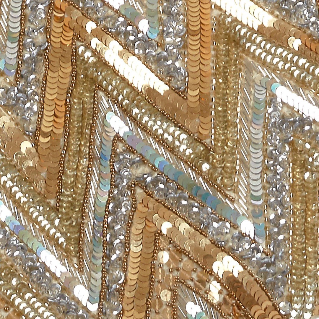 Hand Beaded Metallic Starburst French Vanilla Silk Christmas Tree Skirt 60"/72" Arcadia Home