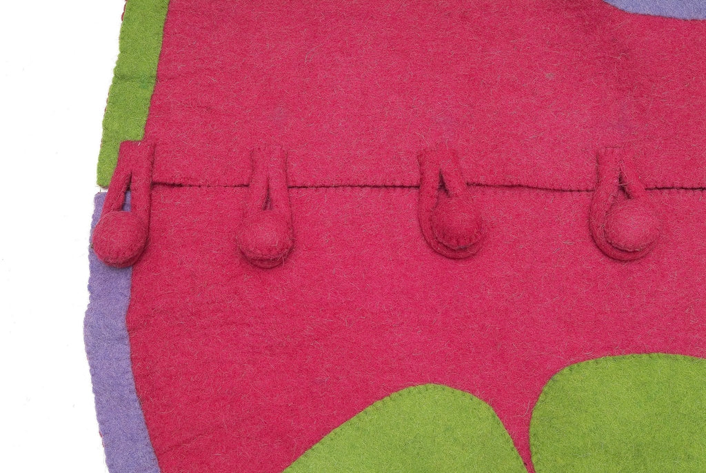 Handmade Retro Flowers Pink Christmas Tree Skirt Felt 60" Arcadia Home