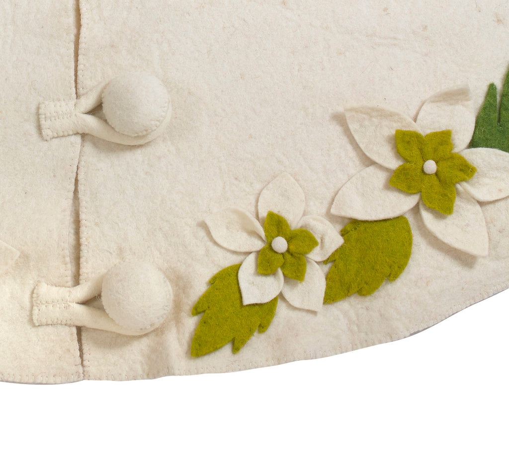 Handmade Christmas Tree Skirt Felt - Greenery Border Cream - 36"/60"/72" Arcadia Home