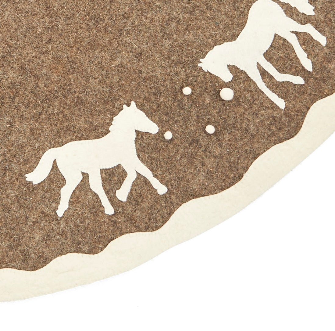 Handmade Horses Gray Felt Christmas Tree Skirt 60" Arcadia Home