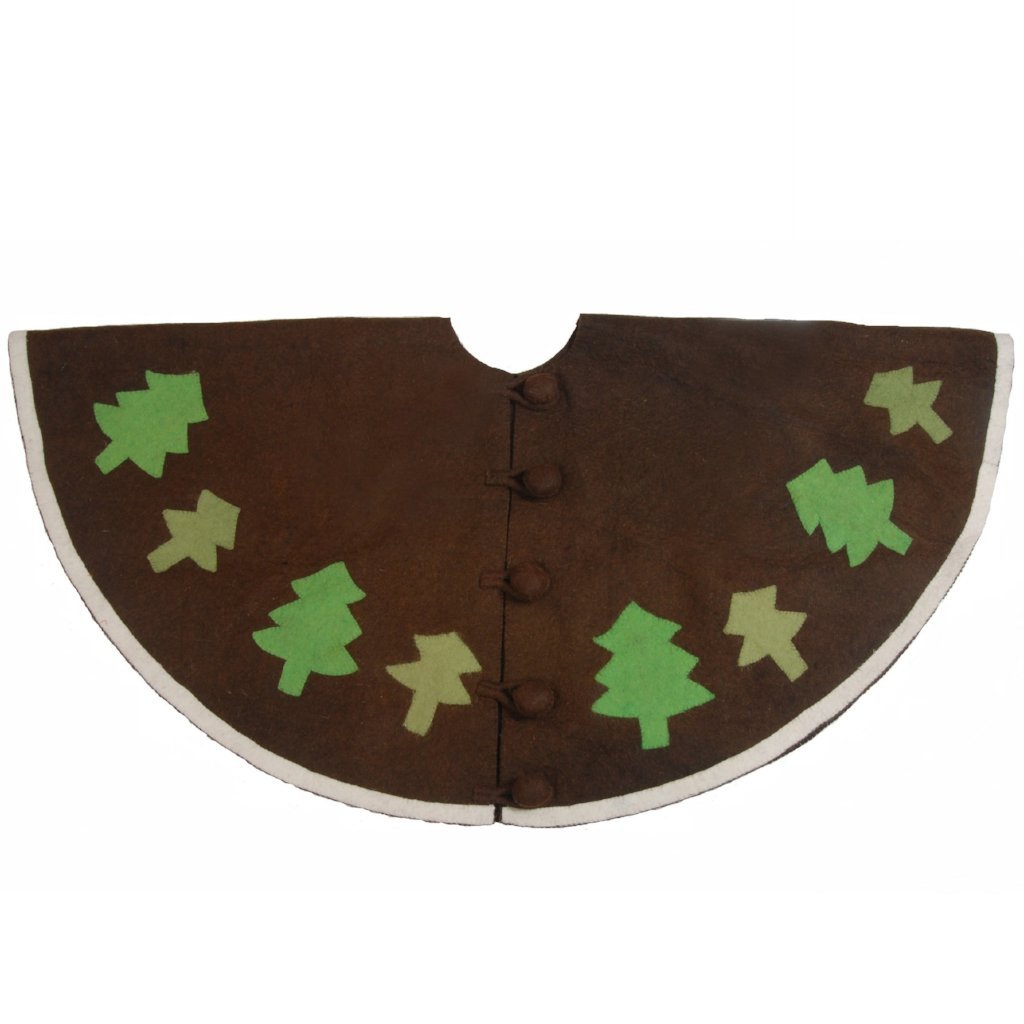 Handmade Rustic Trees Brown Felt Christmas Tree Skirt 60" Arcadia Home