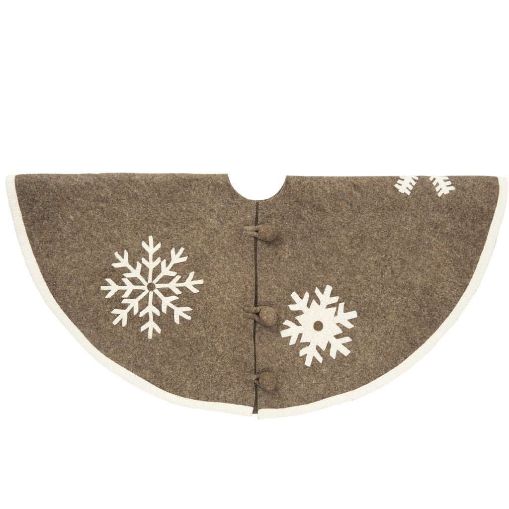 Handmade Snowflakes Gray Christmas Tree Skirt Felt - 60" Arcadia Home