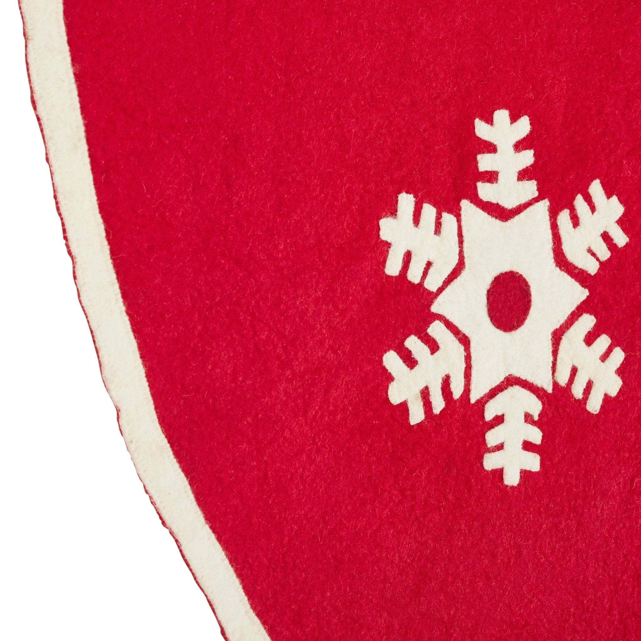 Handmade Snowflakes Red Christmas Tree Skirt Felt 60" / 72" Arcadia Home
