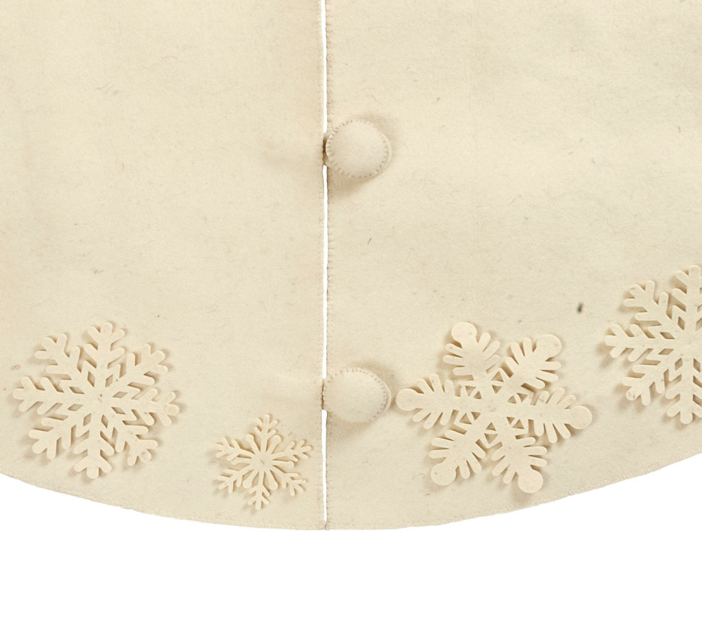 Handmade Christmas Tree Skirt Felt - Tacked Snowflakes Cream - 60" Arcadia Home