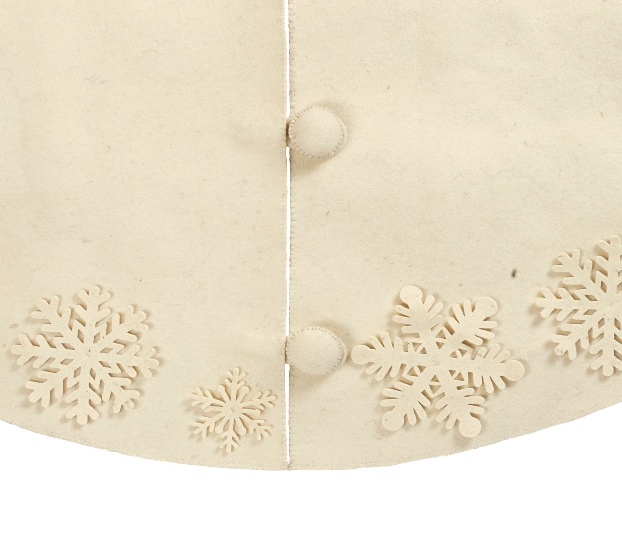 Handmade Christmas Tree Skirt Felt - Tacked Snowflakes Cream - 60" Arcadia Home