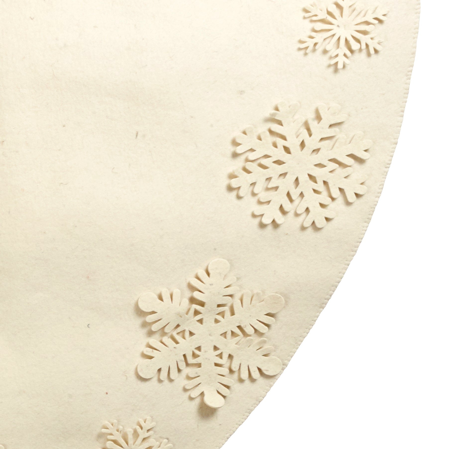 Handmade Christmas Tree Skirt Felt - Tacked Snowflakes Cream - 60" Arcadia Home