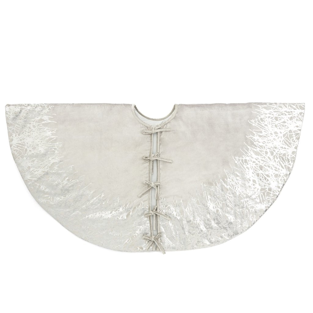 Handmade Christmas Tree Skirt Gray Velvet - Burnout - 60" Arcadia Home