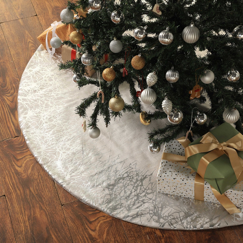 Handmade Christmas Tree Skirt Gray Velvet - Burnout - 60" Arcadia Home
