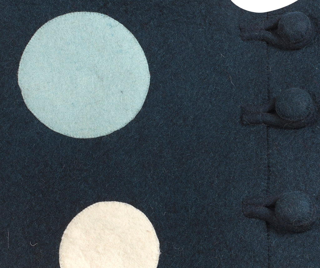 Hand Felted Wool Blue Polka Dots Christmas Tree Skirt 60" Arcadia Home