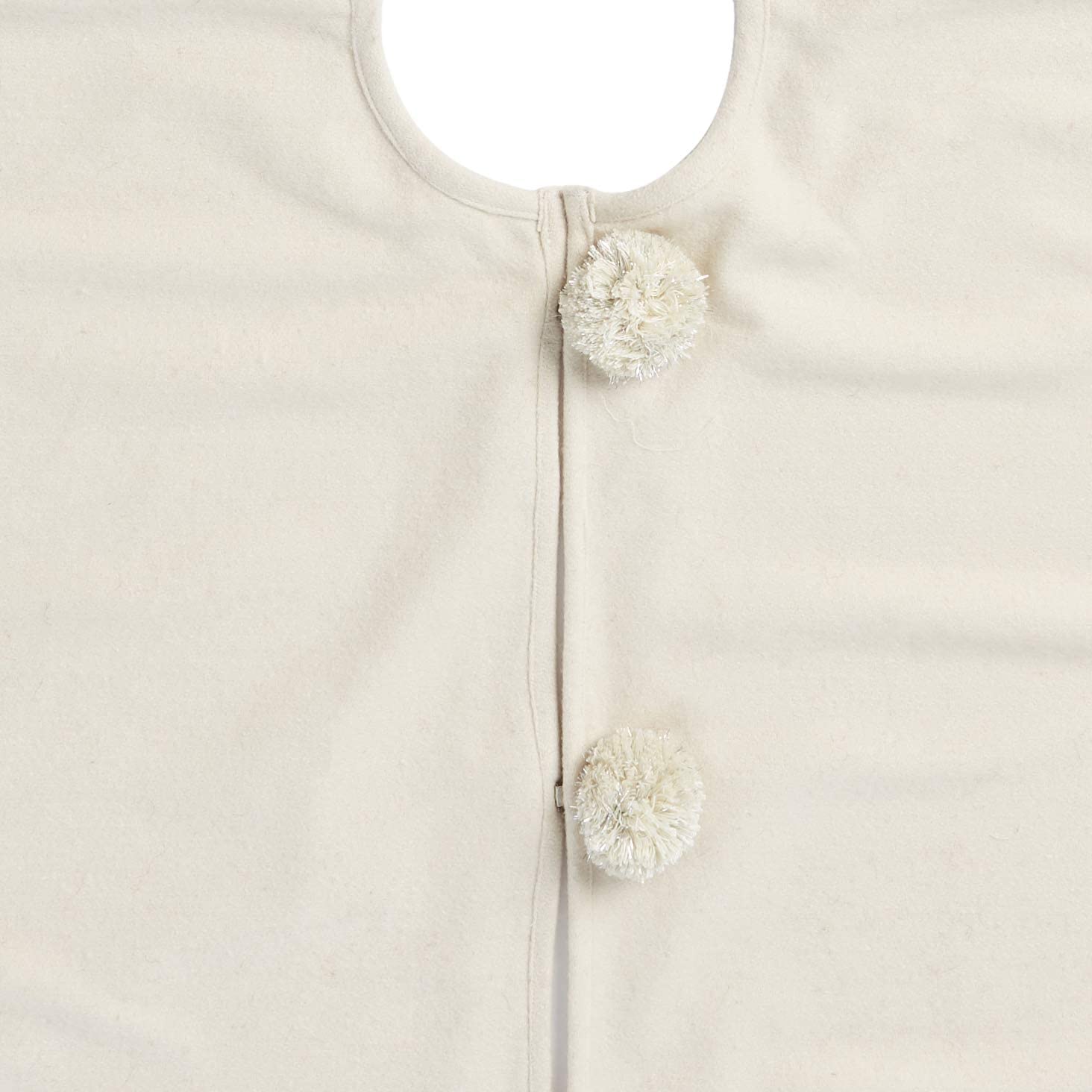 Handmade Cream Fringe Border Christmas Tree Skirt Wool 60" Arcadia Home