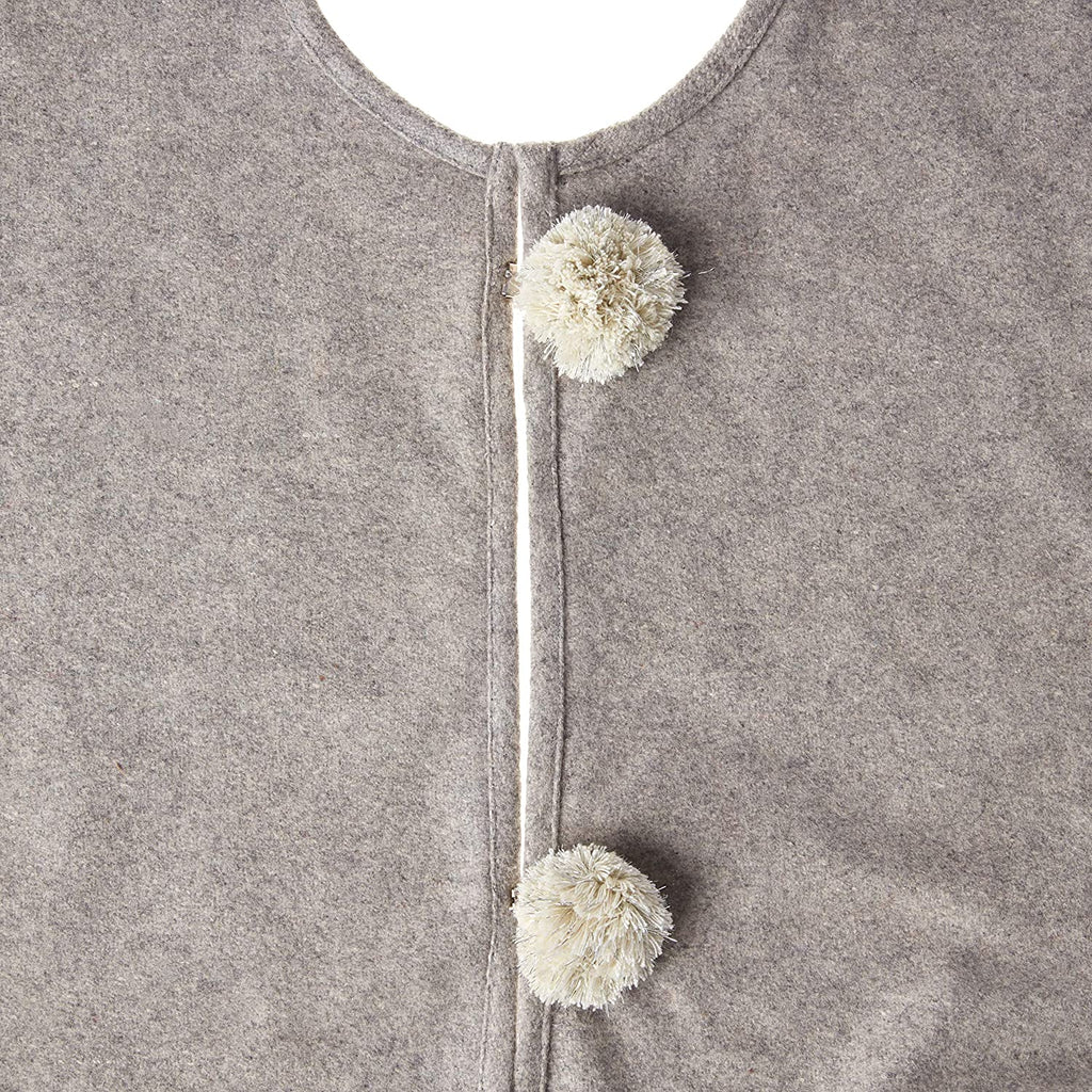 Handmade Gray Fringe Border Wool Christmas Tree Skirt 60" Arcadia Home