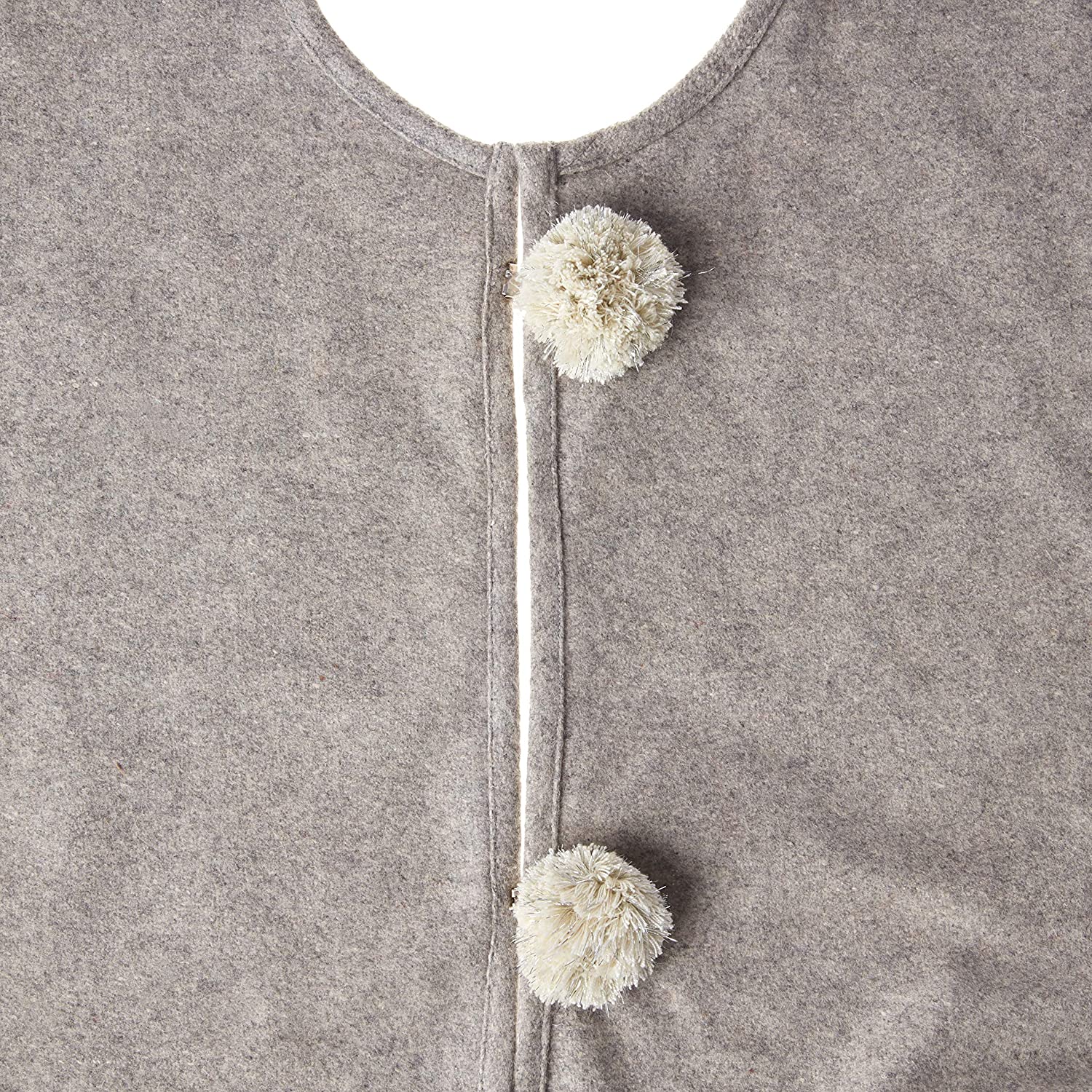 Handmade Gray Fringe Border Wool Christmas Tree Skirt 60" Arcadia Home