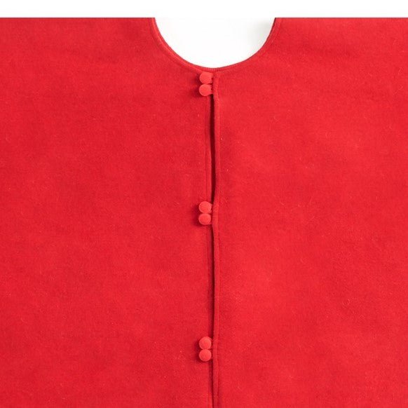 Handmade Red Oval Border Christmas Tree Skirt Wool 60" Arcadia Home