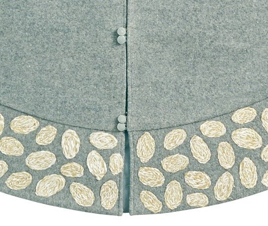 Handmade Christmas Tree Skirt Wool - Pebble Border Gray- 60" Arcadia Home