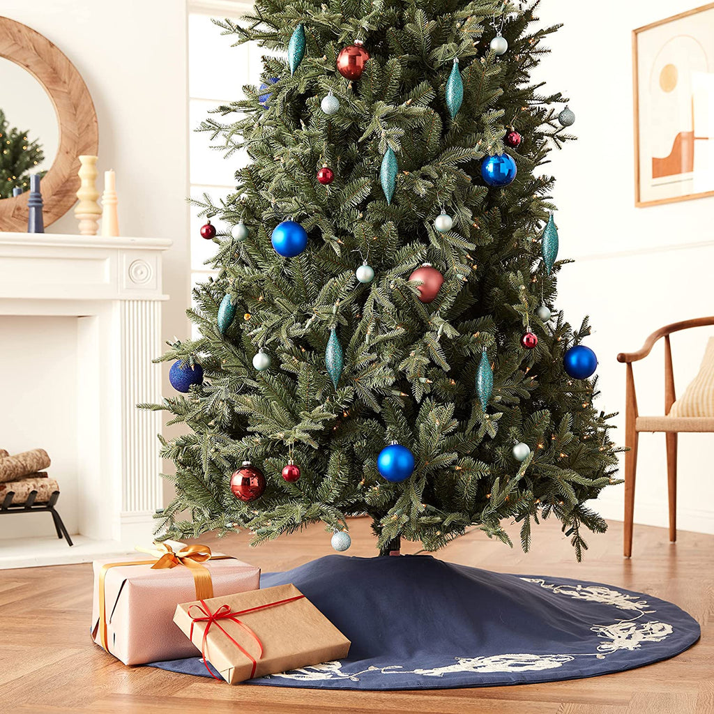 Handmade Lobsters Navy Blue Cotton Christmas Tree Skirt 60" Arcadia Home