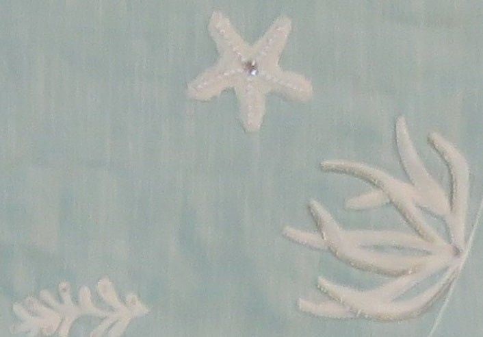 Handmade Seashells Light Blue Cotton Christmas Tree Skirt 60" Arcadia Home
