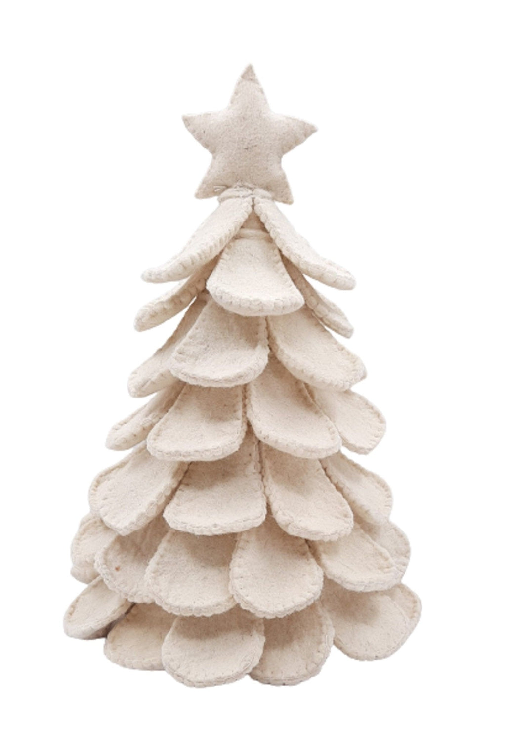 Handmade Cream Tabletop Christmas Tree Hand Felted Wool Arcadia Home