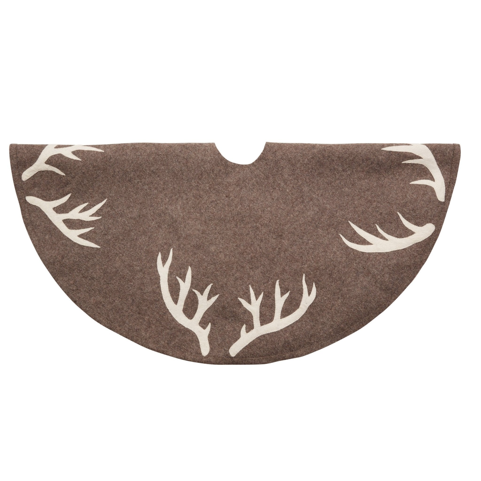 Handmade Felt Antlers Gray Christmas Tree Skirt 60" / 72" Arcadia Home