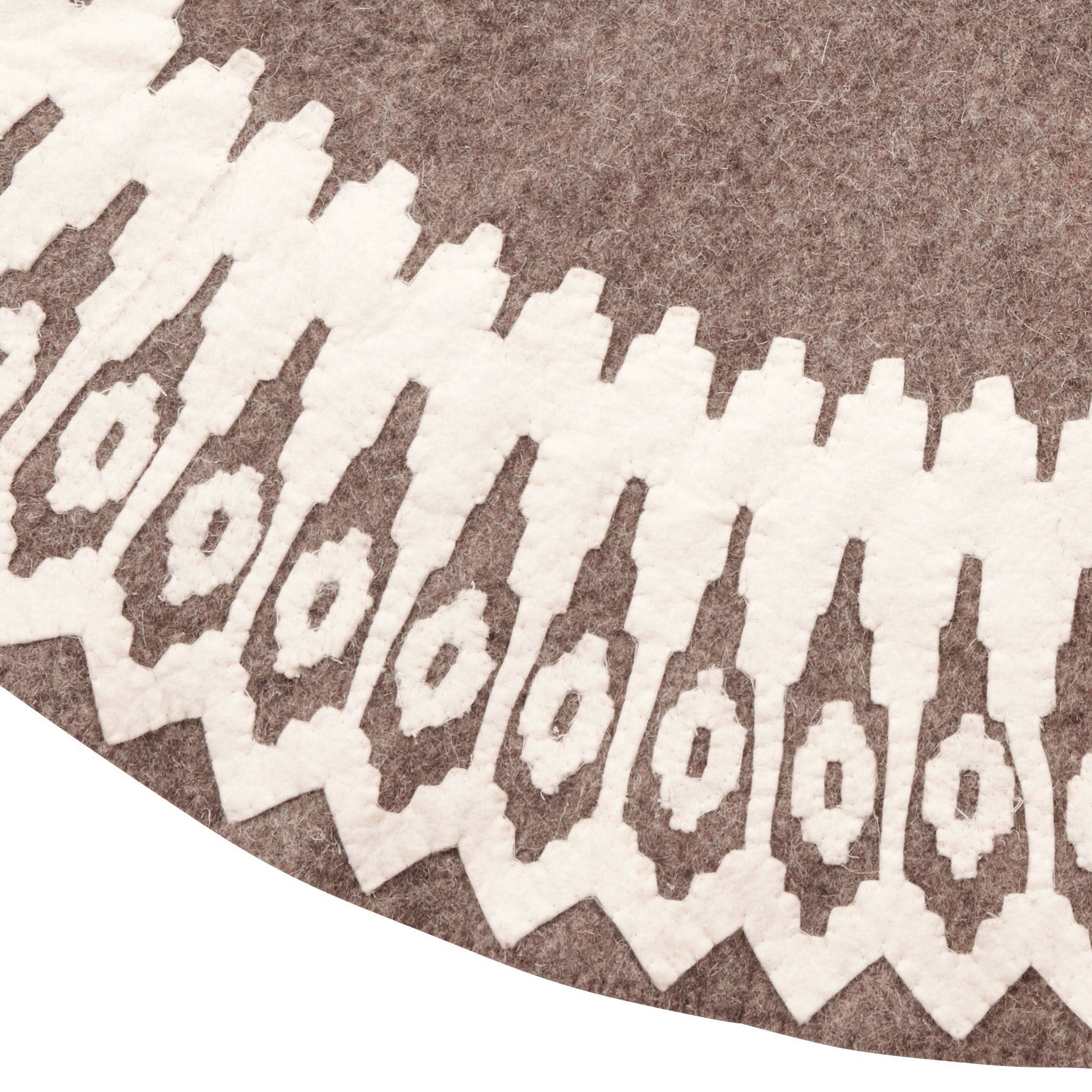 Handmade Felt Scandinavian Design Gray Christmas Tree Skirt 60" Arcadia Home