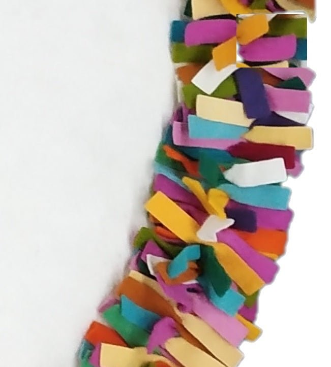 Handmade Felt Multicolor Fringe Border Cream Christmas Tree Skirt Arcadia Home