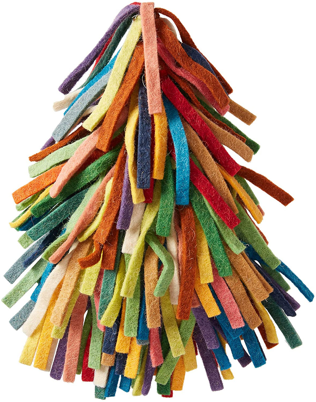Handmade Hand Felted Wool Christmas Tree Topper - Multicolor Fringe Arcadia Home