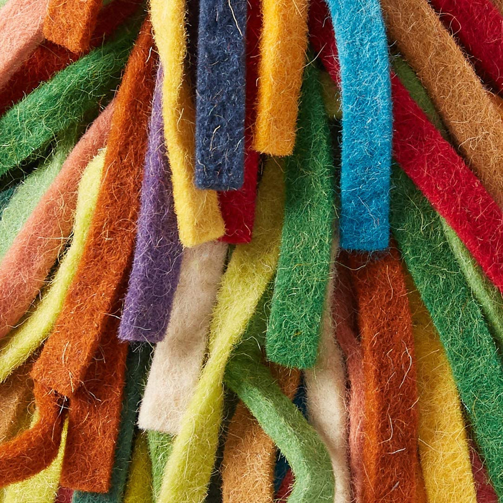 Handmade Hand Felted Wool Christmas Tree Topper - Multicolor Fringe Arcadia Home