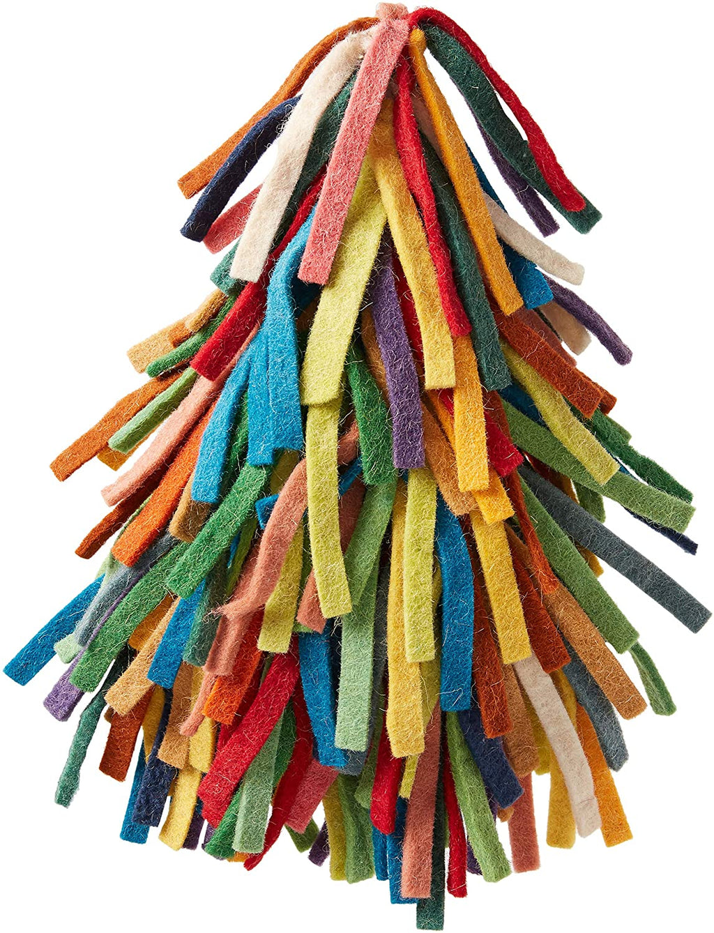 Handmade Hand Felted Wool Christmas Tree Topper - Multicolor Fringe Arcadia Home