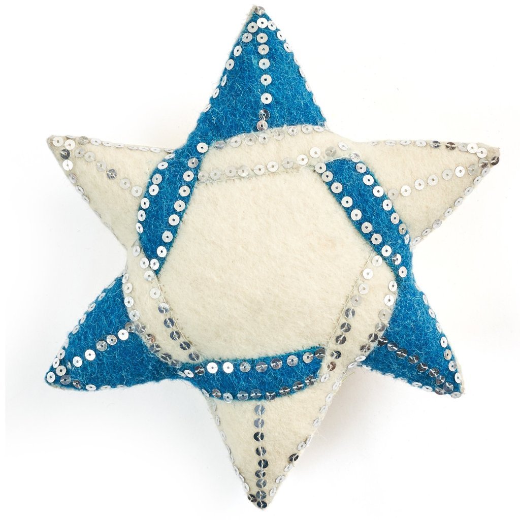 Handmade Hand Felted Wool Christmas Tree Topper - Star of David Arcadia Home