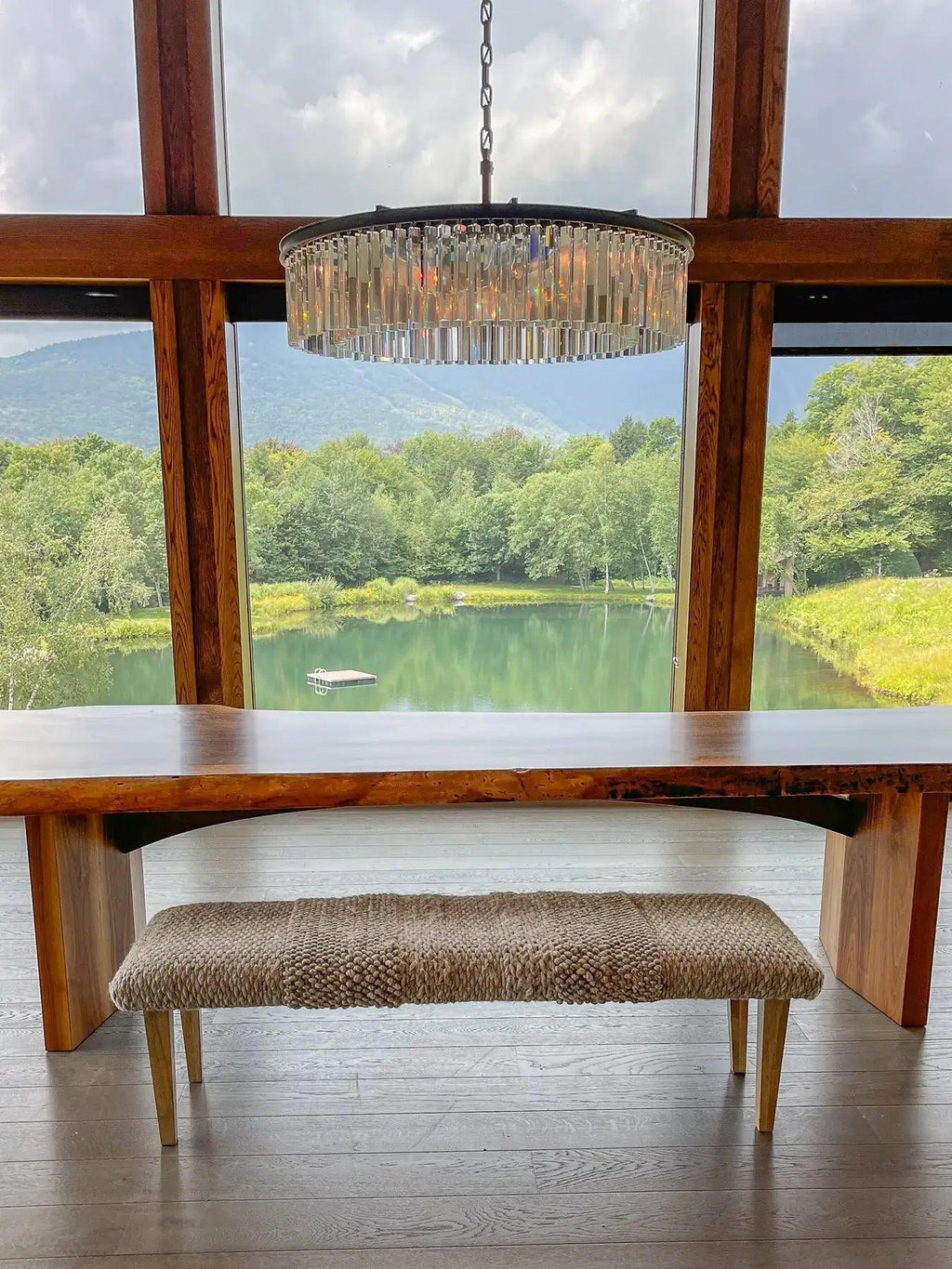 Handwoven Textured Taupe Ottoman Bench