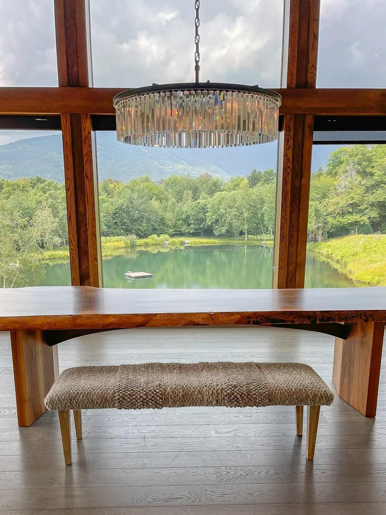 Handwoven Textured Taupe Ottoman Bench