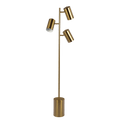 Harmony Brassed Gold Floor Lamp with Rotary Switch Triple Spots Metal Block Base