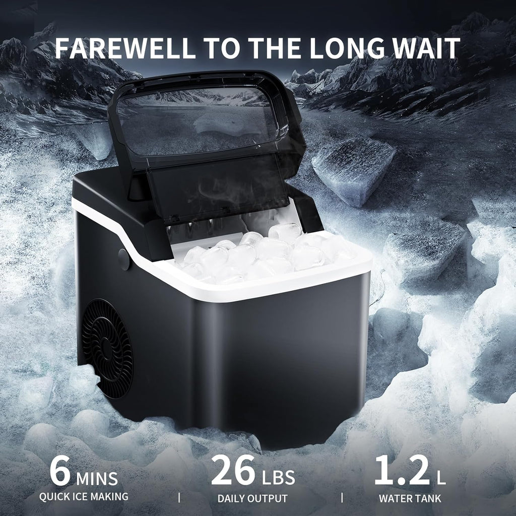 Ice Makers Countertop,26.5Lbs/24H,Self-Cleaning Portable Ice Maker Machine with HandleZ4701