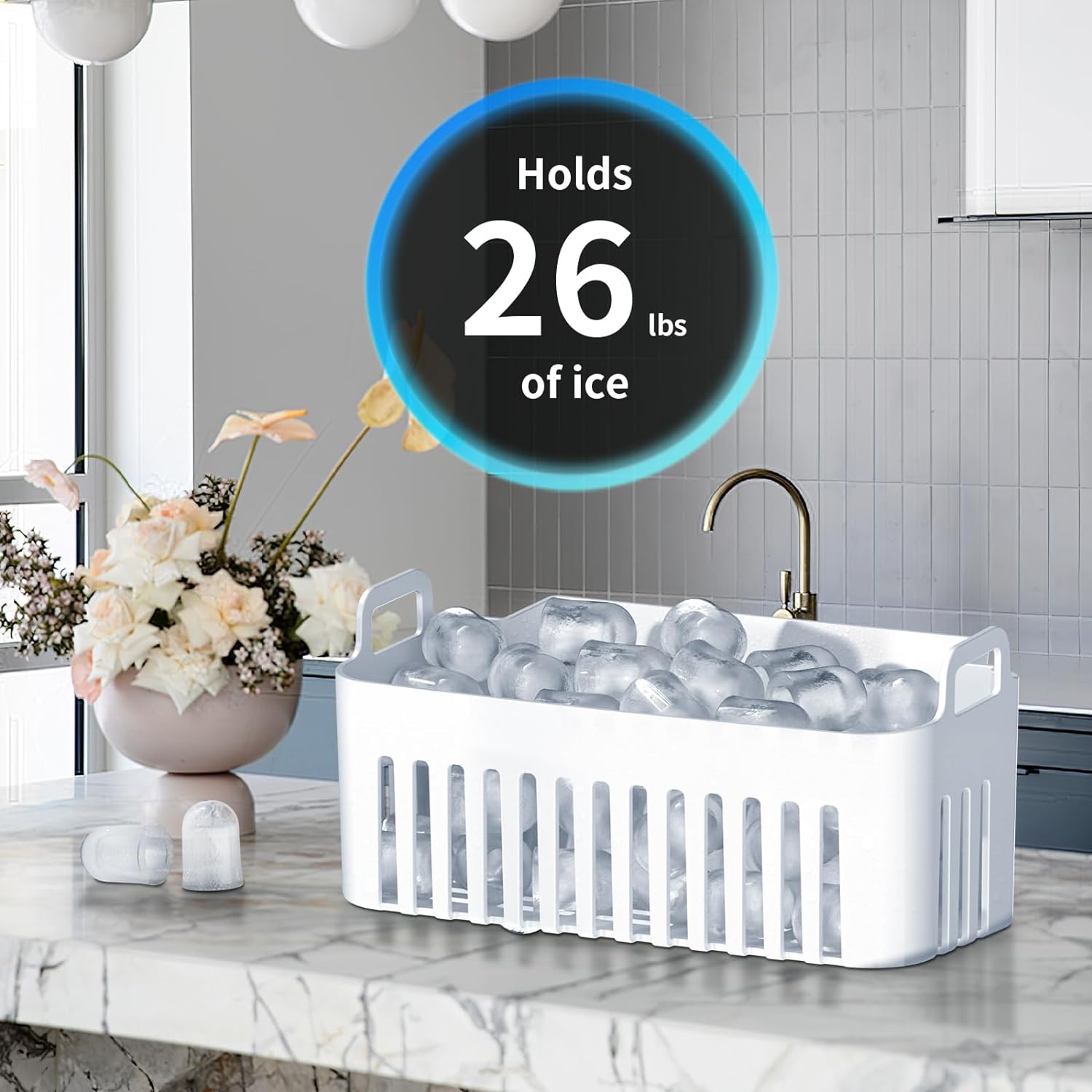 Ice Makers Countertop,26.5Lbs/24H,Self-Cleaning Portable Ice Maker Machine with HandleZ4701