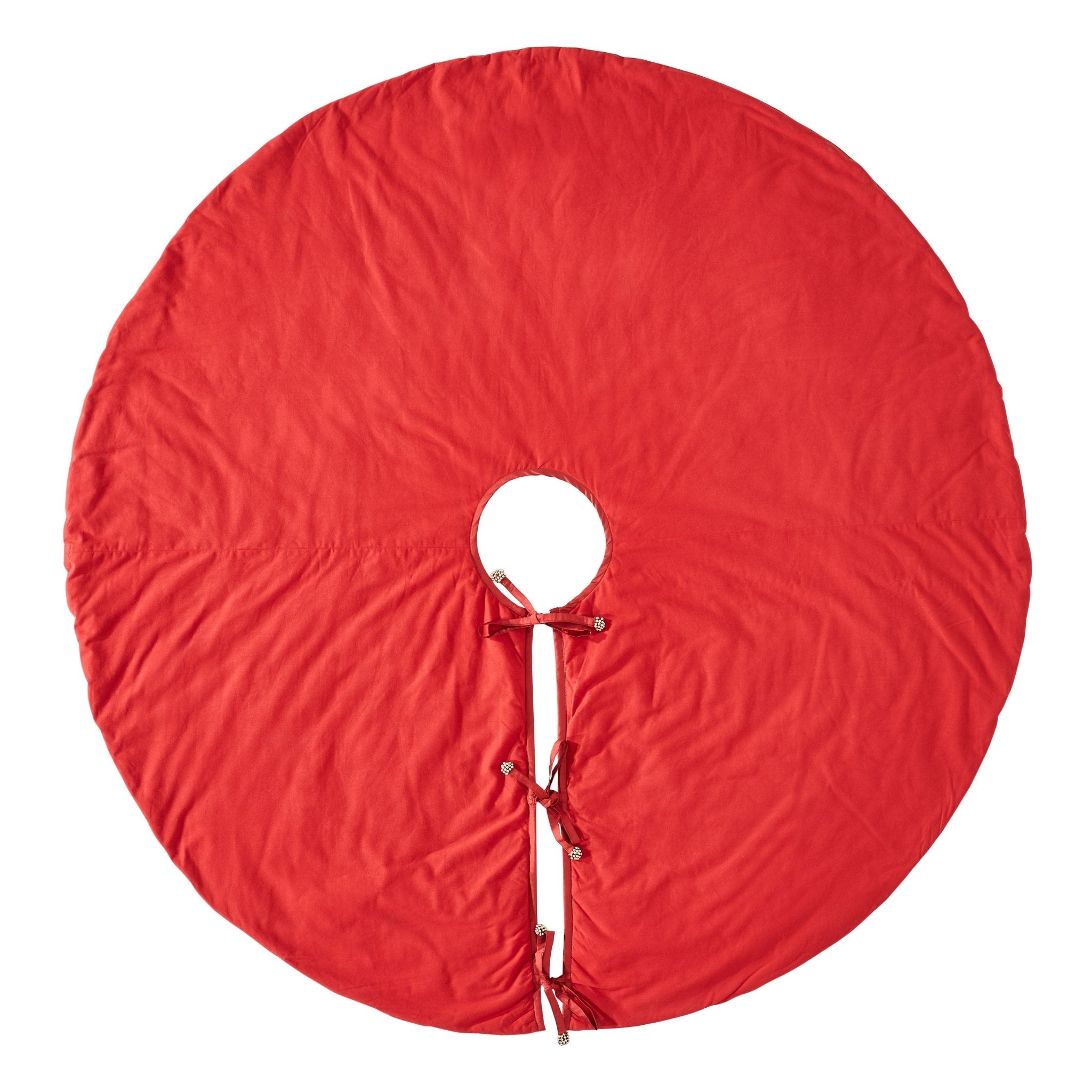 Imperial Design Hand Beaded Red Christmas Tree Skirt Red 60" Arcadia Home