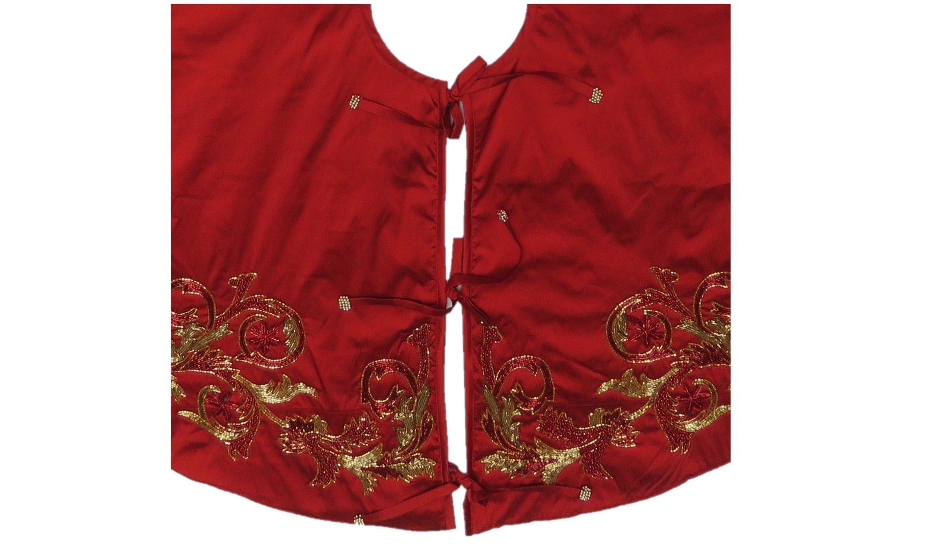 Imperial Design Hand Beaded Red Christmas Tree Skirt Red 60" Arcadia Home