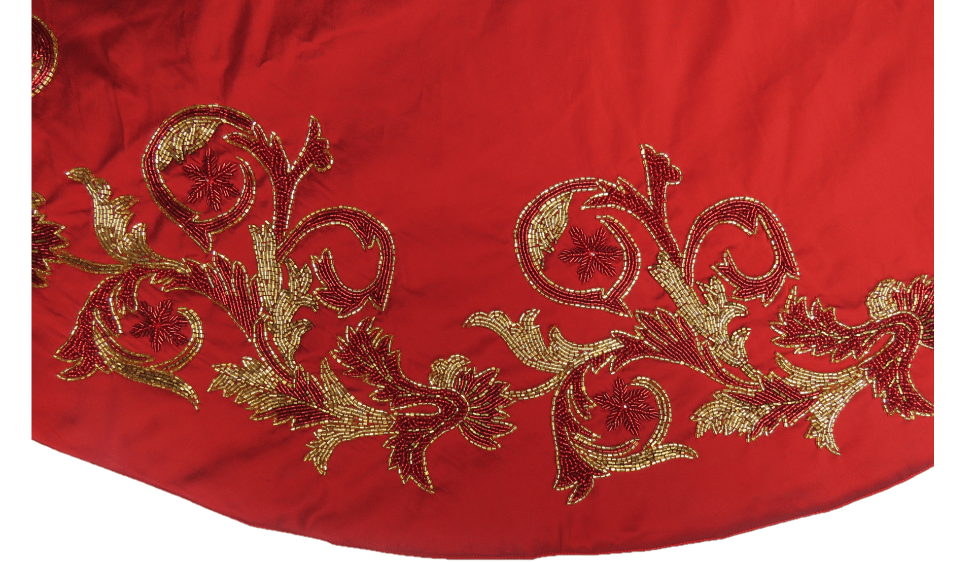 Imperial Design Hand Beaded Red Christmas Tree Skirt Red 60" Arcadia Home