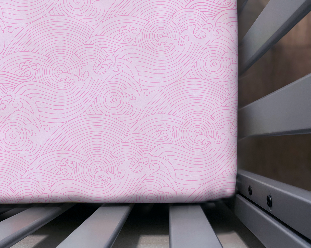 Pink Crashing Sea Waves Organic Crib Sheet