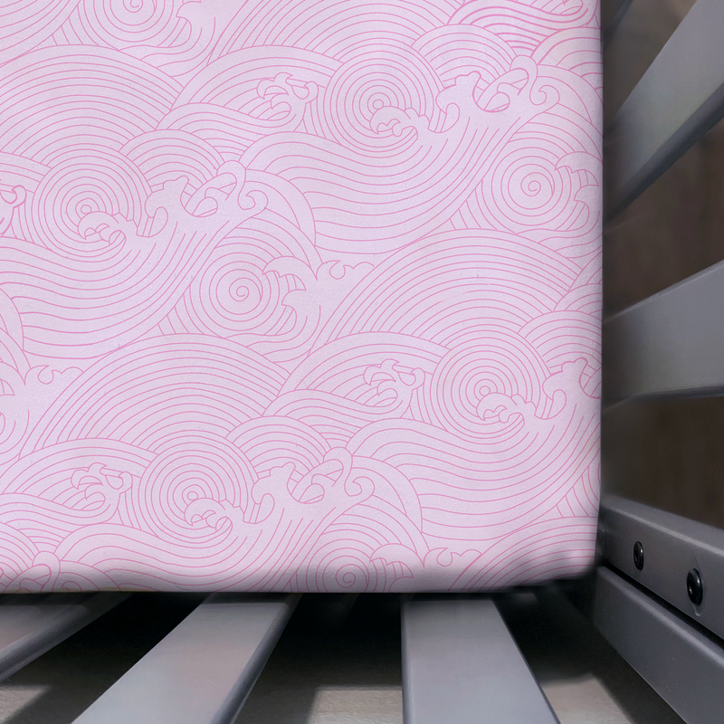 Pink Crashing Sea Waves Organic Crib Sheet
