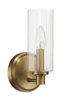 Jardin Single Light Wall Sconce With Clear Ribbed Glass - Satin Brass