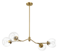 Jewel Four Lights Modern Farmhouse Chandelier Ceiling Hanging Light Fixture For Kitchen Island Dining Room 36"L × 20"W × 7.25"H with Clear Glass