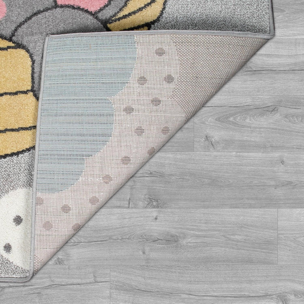 Kids Rug Nino Cute Elephant for Nursery in Grey