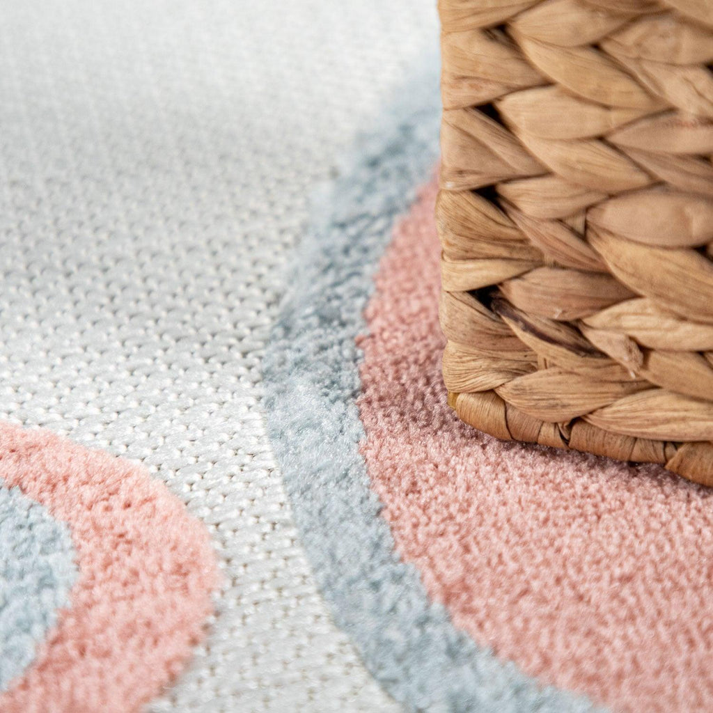 Kids Rug Tweet Colorful Playmat with Butterflies - Beige Cream