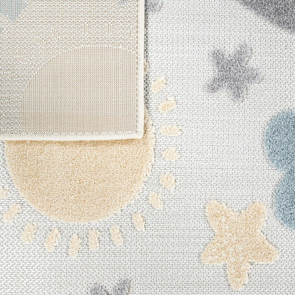Kids Rug Tweet Colorful Rainbow Play-Mat in Cream