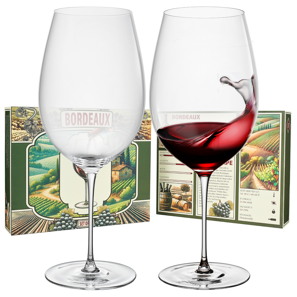Classica Bordeaux Hand-Blown Stemmed Wine Glassware, Set of 2