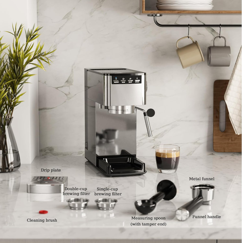 Kismile Espresso Machine 20 Bar, with Milk Frother Steam Wand CM8032